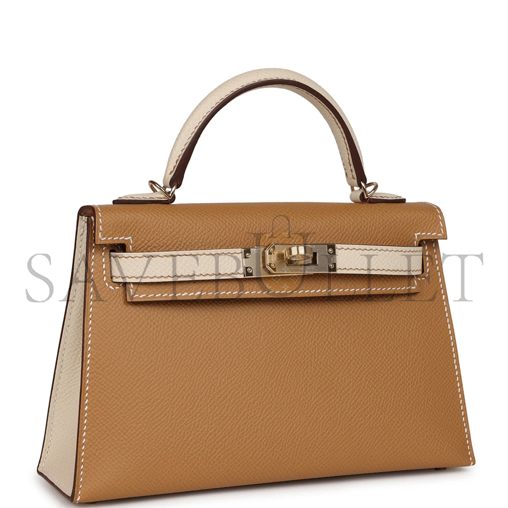 HERMÈS MASTER MINI KELLY II EPSOM BISCUIT AND CRAIE EPSOM PERMABRASS (19*12*5.5cm)
